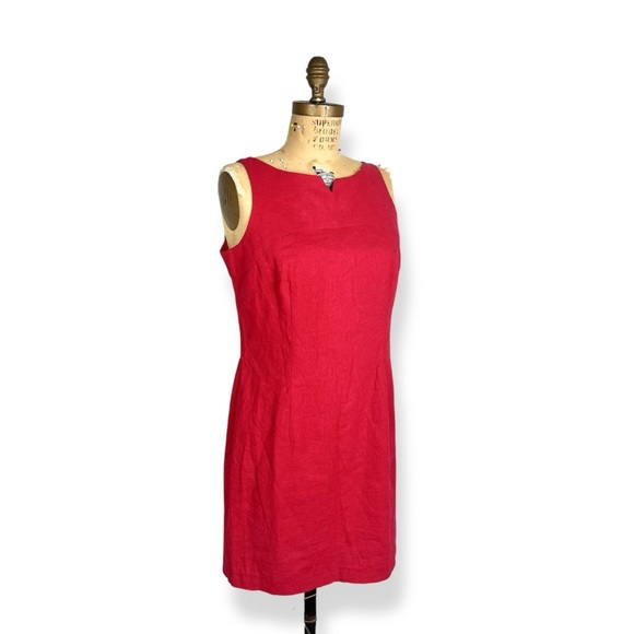 Vintage 1960s Mid Century Mod Linen Sheath Mini Retro Dress - Picture 1 of 6